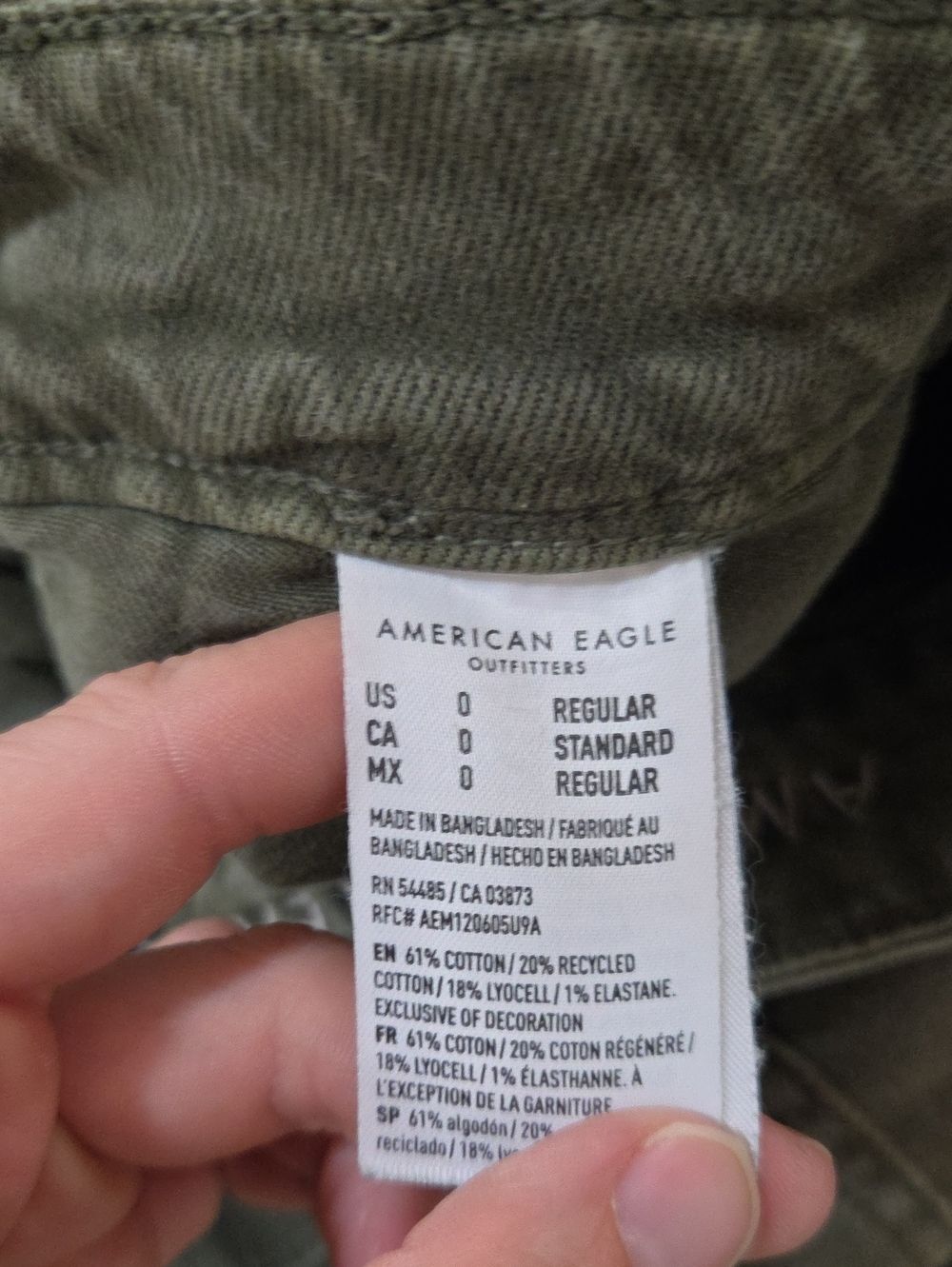 American Eagle Super High Rise Baggy Wide Leg Utility Jeans Olive Green 0 EUC - Picture 5 of 10